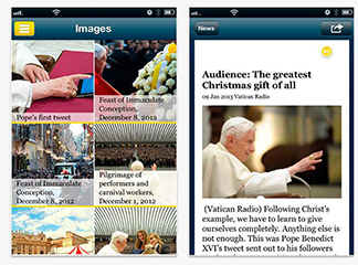 Screen capture of "The Pope App," launched by Vatican Jan. 23