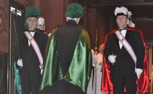 A Knights of Columbus honor guard was present at the mass offered by Archbishop Dennis M. Schnurr for Pope Benedict XVI