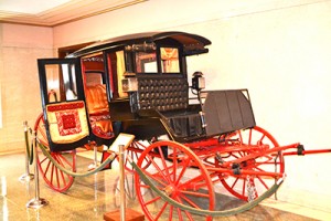 A coach belonging to Archbishop Purcell is one of the treasures housed in the Cathedral of St. Peter in Chains' Museum Room. (CT Photo/Steve Trosley)