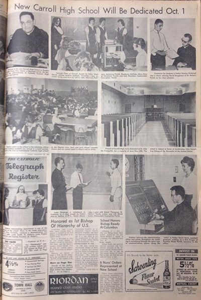 This page from the Sept. 29, 1961 edition of The Catholic Telegraph-Register includes coverage of the then-new Carroll High School in Dayton, Ohio. (CT File)