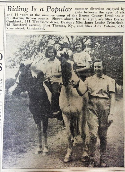 In this photo, published just more than 75 years ago in The Catholic Telegraph, a group of girls enjoy a summer activity of riding horses. (CT File)