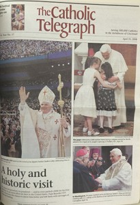 The cover of the April 25, 2008 edition of The Catholic Telegraph highlighted Pope Benedict XVI's only visit to the U.S. (CT File)