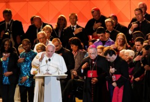 Pope Francis gives a blessing at the conclusion of the Festival of Families during the World Meeting of Families in Philadelphia Sept. 26. (CNS photo/Bob Roller) 