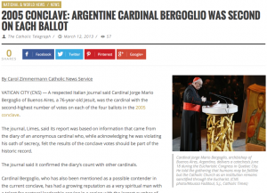 The first full-length feature story on Cardinal Jose Mario Bergoglio appeared on The Catholic Telegraph's website one day before his election as pope. (Screenshot)