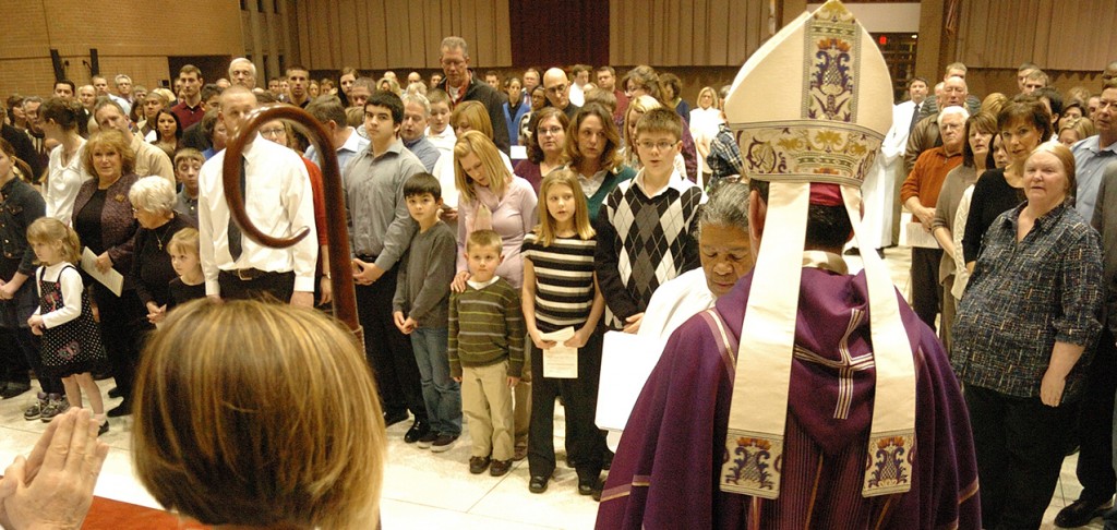 Archbishop of Cincinnati Dennis M. Schnurr presides at a Rite of Election and Call to Continuing Conversion rite in 2013. (CT Photo/Jeff Unroe)