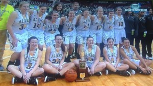 This screenshot shared by the Alter High School Facebook page shows the team celebrating after winning its most recent state championship.