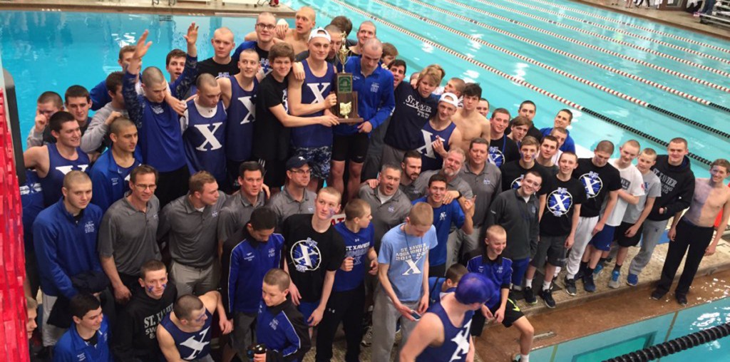 The St. Xavier boys swim team won its eighth straight state championship Feb 27. (Courtesy Photo/St. Xavier High School)