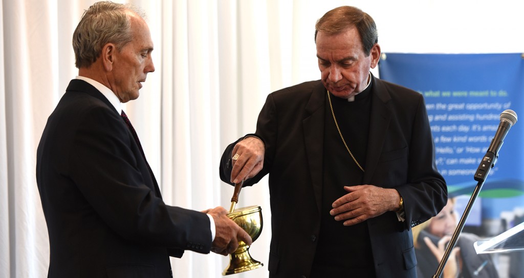 Archbishop of Cincinnati Dennis M. Schnurr blessed the new Mercy Health home offices on Tuesday. (Courtesy Photo)