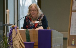 Jan Reed, pastoral associate at Holy Trinity Church in Dayton, speaks during the annual homicide memorial service at Salem Heights on March 12. (Courtesy Photo)