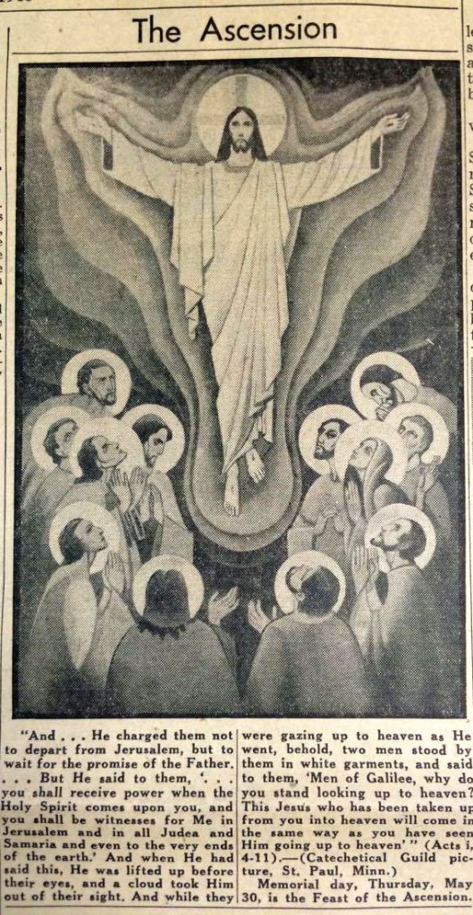 A scene in the May 24, 1947 The Catholic Telegraph-Register depicts the ascension of Jesus into heaven. (CT File)
