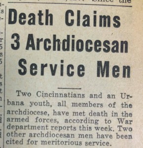 During World War II, clippings like the one above were common in the pages of The Catholic Telegraph. (CT File)