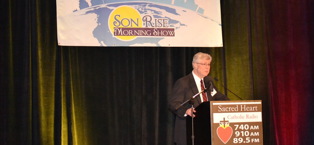 Bill Levitt, general manager of Sacred Heart Radio, speaks at a May 11 event celebrating the station's 15-year anniversary. (CT Photo/John Stegeman)