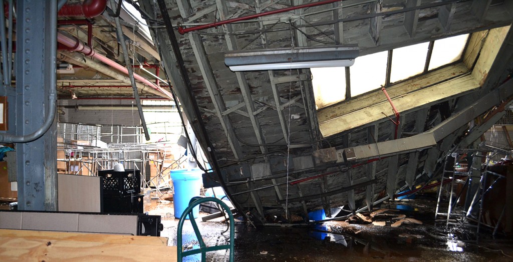 Water damage from rain and the sprinkler system did major damage to the St. Vincent DePaul warehouse on Winchell Ave. on June 23. (CT Photo/John Stegeman)