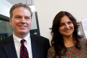 Greg Burke, the new director of the Vatican press office and Vatican spokesman, and Paloma Garcia Ovejero, the new vice director, are pictured during an announcement of their appointments to journalists at the Vatican press office July 11. Jesuit Father Federico Lombardi, who has served as director of the press office and Vatican spokesman since 2006, will retire. Burke, a native of St. Louis, has worked for the Vatican since 2012 and prior to that was a television correspondent for Fox News. Garcia Ovejero is a Spanish journalist who has worked for the radio station of the Spanish Bishops' Conference. (CNS photo/Paul Haring) See PRESS-BURKE-GARCIA July 11, 2016.