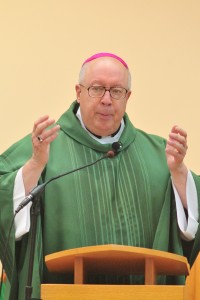 World Mission Sunday Mass. Bishop Binzer gives homily. (CT/Photo E.L. Hubbard)