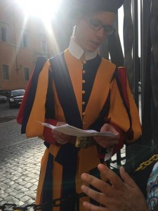 Swiss Guard Members check credentials of Companions of St. James. (Courtesy Photo)