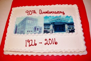 St. Columban celebrates 90 years with a cake. (Courtesy Photo)