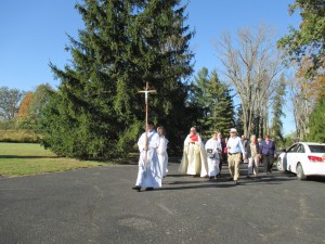 Father Dohrman Byers leads a Walk of Mercy in Brown County (Courtesy Photo)