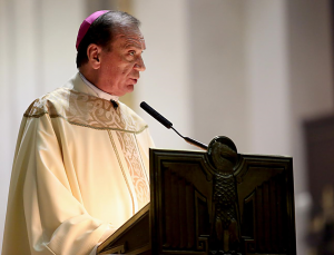 Archbishop Schnurr delivers homily for World Day of Peace. (Photo by E.L. Hubbard)