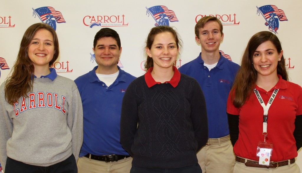 Carroll High School National Merit Finalist From Left to Right, Julia Arnold, Alex Dingus, Maeve Curliss, Ryan Buechele, and Angela Smith. (Courtesy Photo)