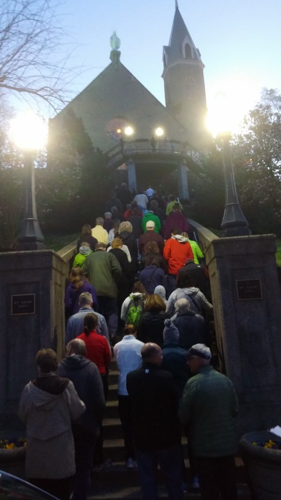 Year after year Pilgrims gather at Holy Cross Immaculata praying the steps on Good Friday. (Greg Hartman CT/Photo)