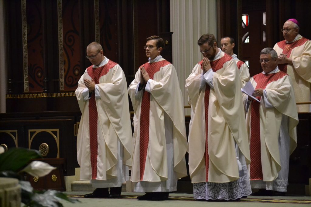 From left to right, Reverend David Doseck, Reverend Peter Langenkamp, and Reverend Alexander Witt. (CT Photo/Greg Hartman)