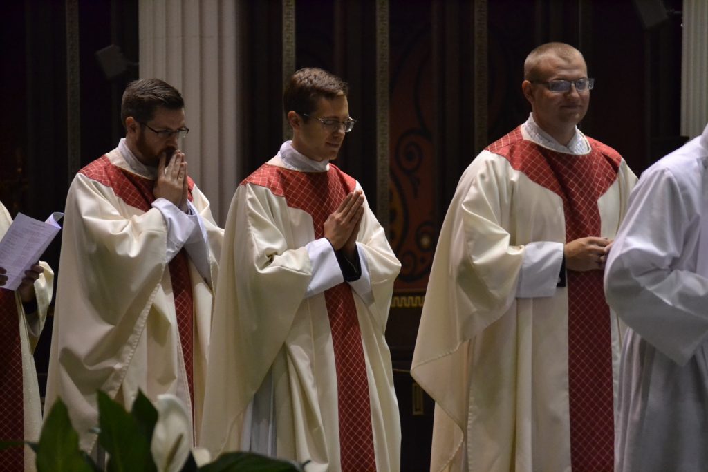 Recessional: Reverend David Doseck, Reverend Peter Langenkamp, and Reverend Alexander Witt. (CT Photo/Greg Hartman)