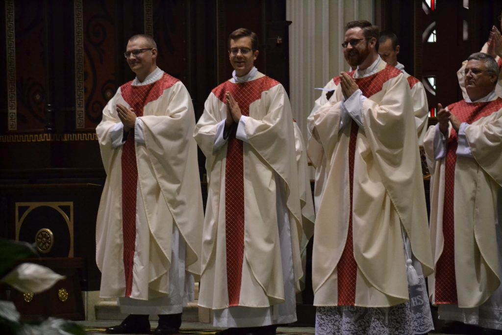 The Archdiocese of Cincinnati's newest priests, Reverend David Doseck, Reverend Peter Langenkamp, & Reverend Alexander Witt (CT Photo/Greg Hartman)