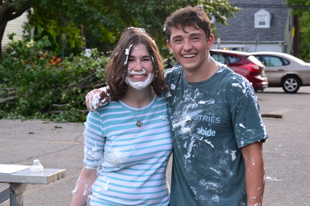 The team didn't escape the wrath of shaving cream. (CT Photo/Greg Hartman)