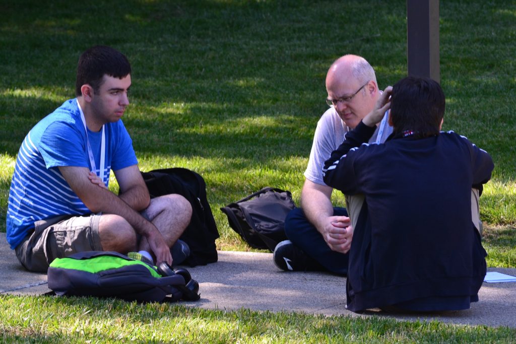 This small group took advantage of the shade on a warm June morning at Abide (CT Photo/Greg Hartman)