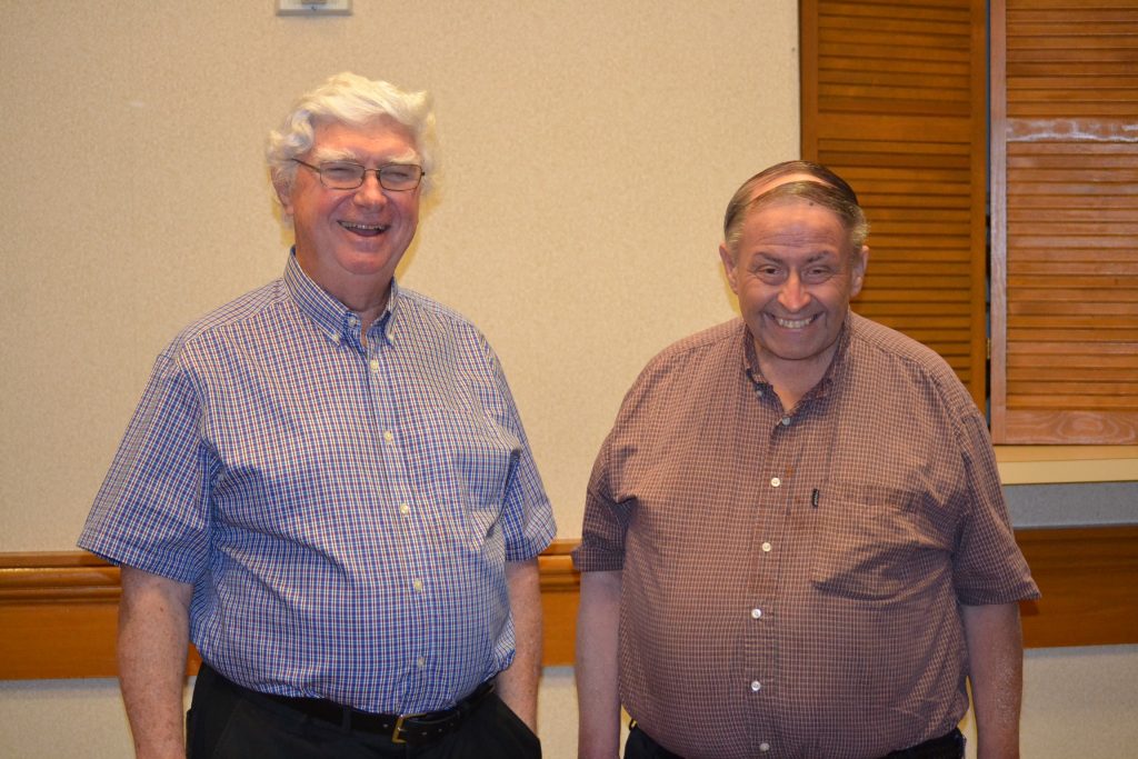 Representing the Class of 1967 celebrating 50 years to the left Rev. Terence A. Mehan and to the left Rev. Robert L. Keller (CT Photo/Greg Hartman)