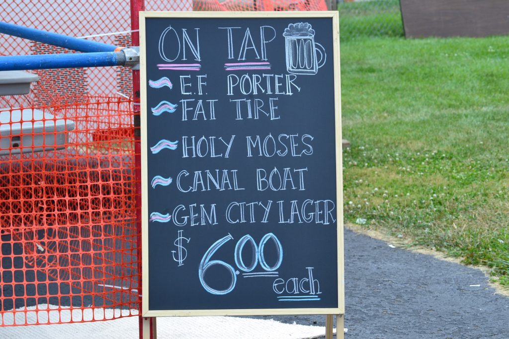 Choices in the biergarten; of course there has to be a holy selection. (CT Photo/Greg Hartman)