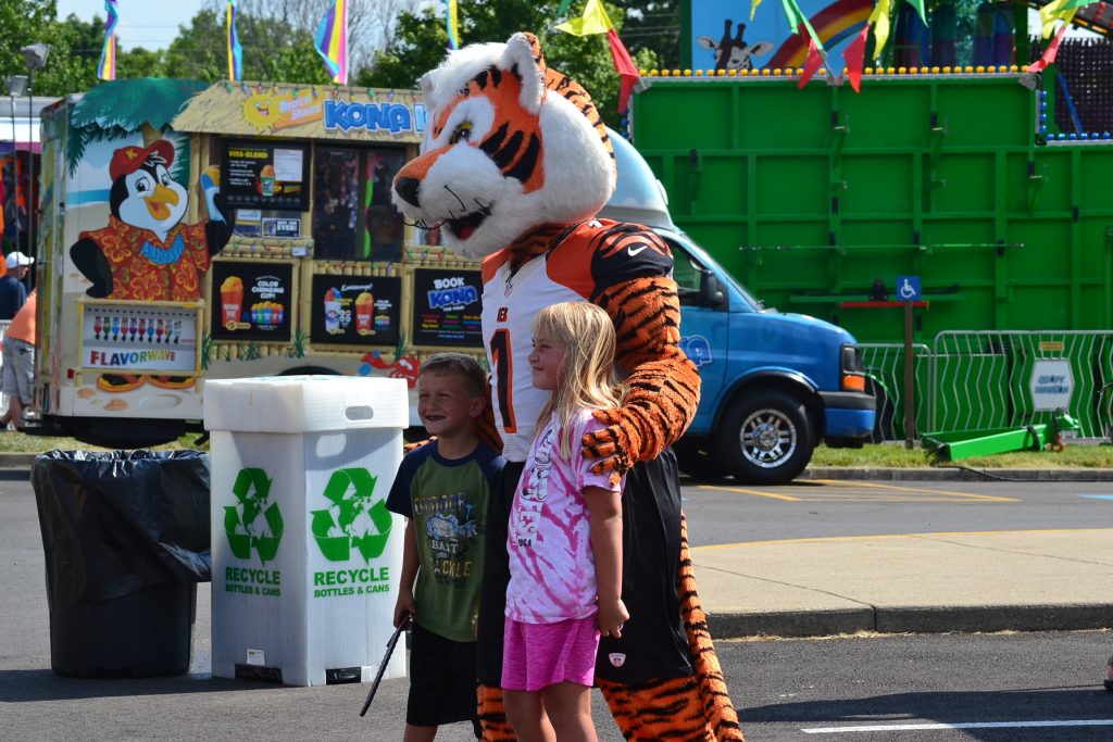Pictures and Selfies abounded with the Cincinnati Bengal Mascot (CT Photo/Greg Hartman)