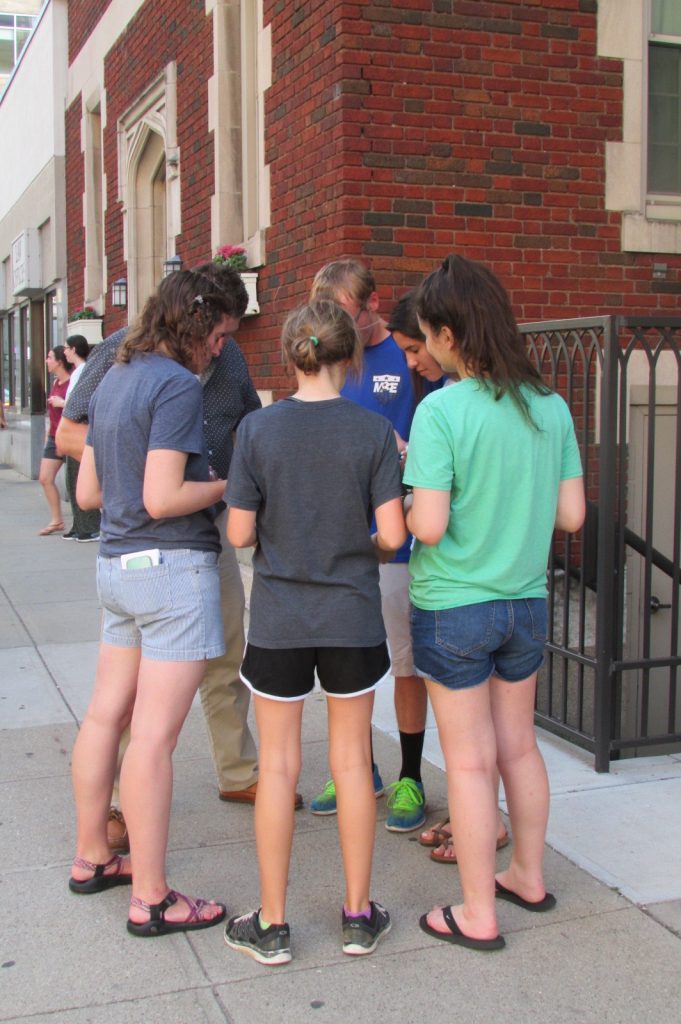 Participants prayed outside St. Francis Xavier Church in downtown Cincinnati. (CT Photo/Greg Hartman)