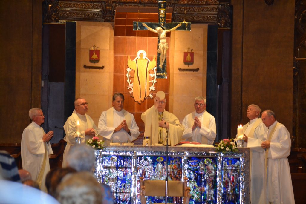 Eucharistic Prayer at the Monastery of Montserrat. (CT Photo/Greg Hartman)