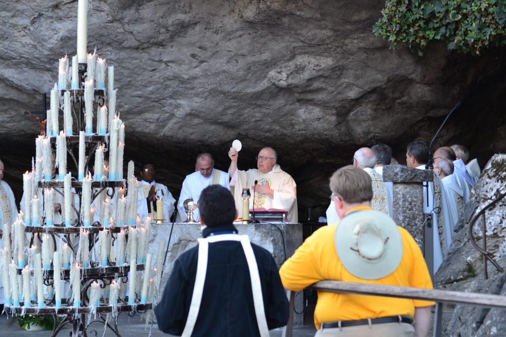Eucharistic Prayer in the Grotto at Lourdes, September 29, 2017 (CT Photo/Greg Hartman)