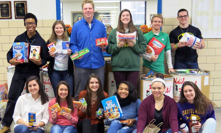 Chaminade Julienne Students collected food for the less fortunate.