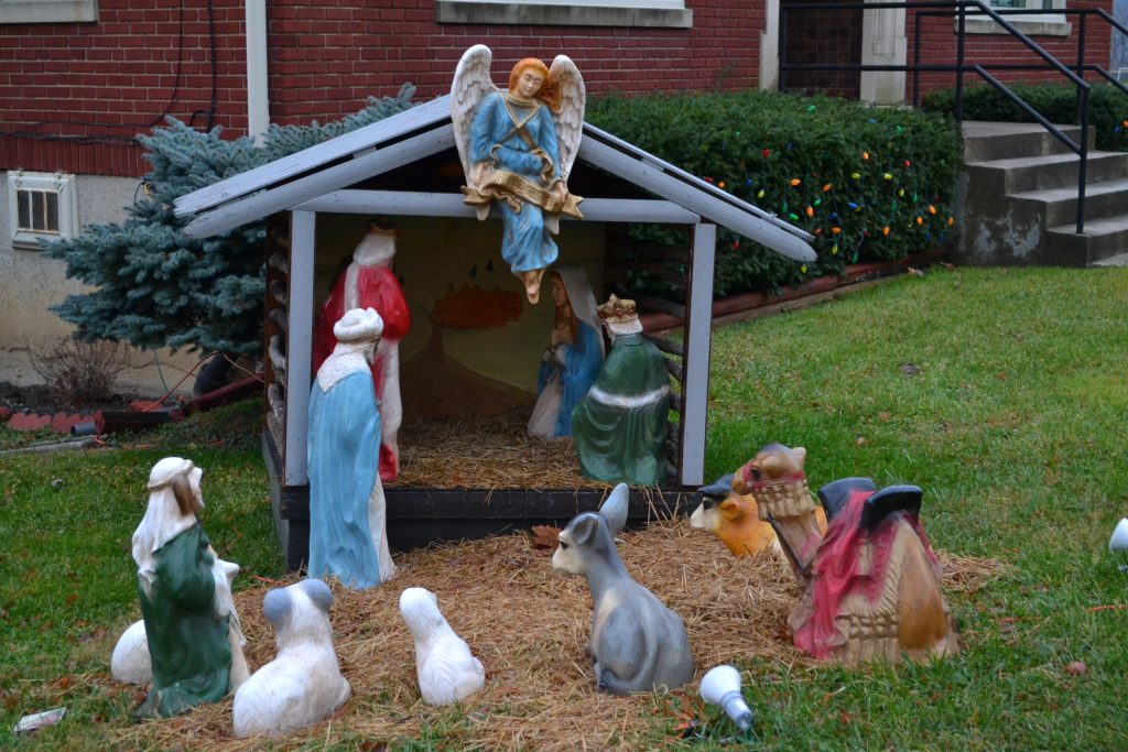 The Nativity awaits the arrival of the Baby Jesus at St. Rose (CT Photo/Greg Hartman)
