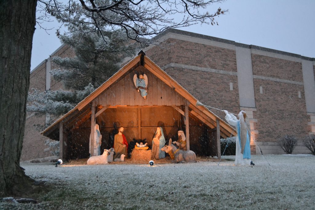 At St James the Greater in White Oak, The Nativity was bathed in Christmas Eve Snow (CT Photo/Greg Hartman)