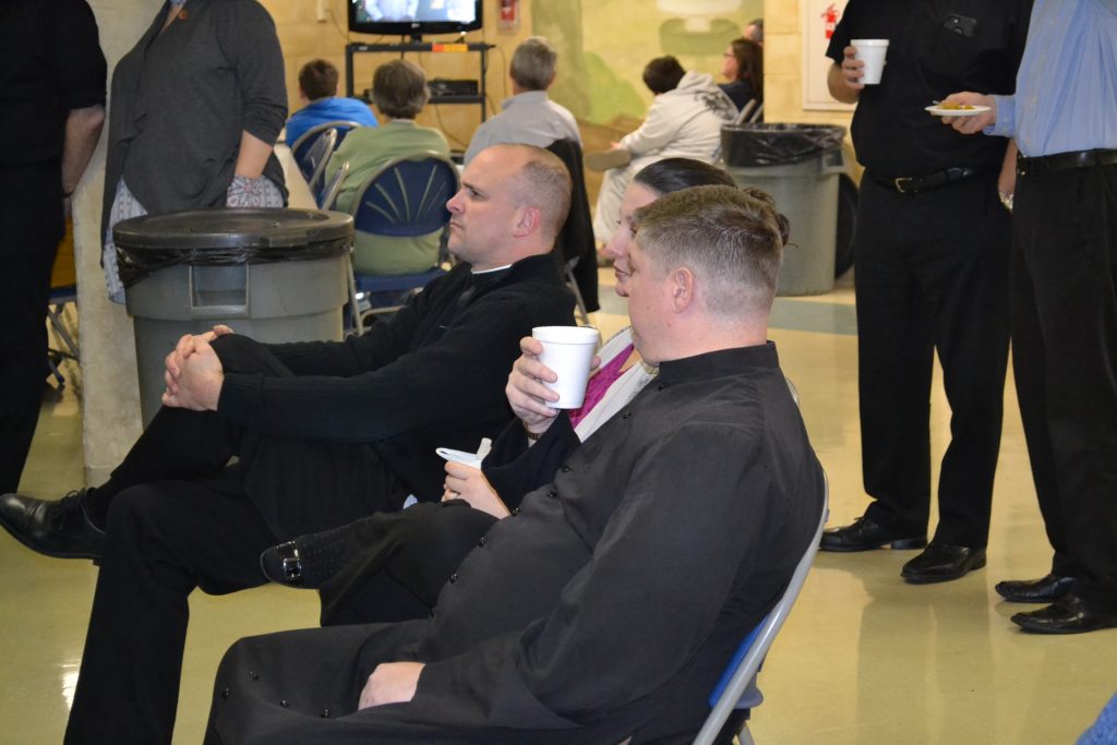 Enjoying the watch party at St. John Neumann (CT Photo/Greg Hartman)