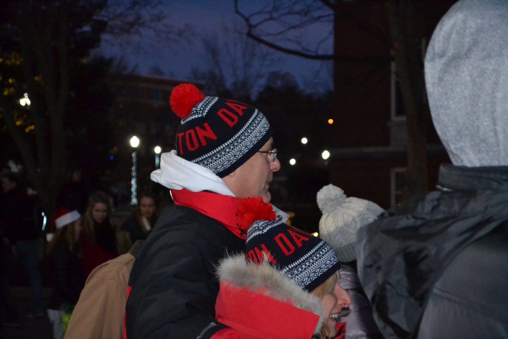 University of Dayton President Eric Spina, awaits the lighting of the 2017 Christmas Tree. (CT Photo/Greg Hartman)