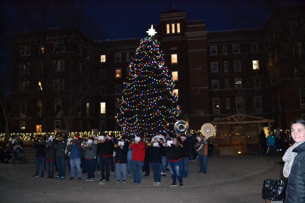 UD Band lines up for entertainment beneath the Christmas Tree. (CT Photo/Greg Hartman)