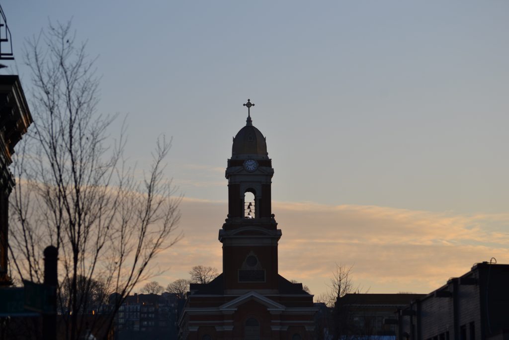 The Verdin Bell Company bathed in morning daylight, which used to be Saint Paul's Church. (CT Photo/Greg Hartman)