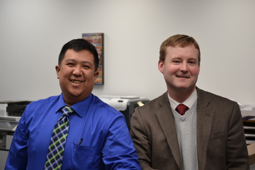 Ryan Lopez , Director of Development on the left, with David Kissel, Director of the Stewardship Office on the right. (CT Photo/Greg Hartman)