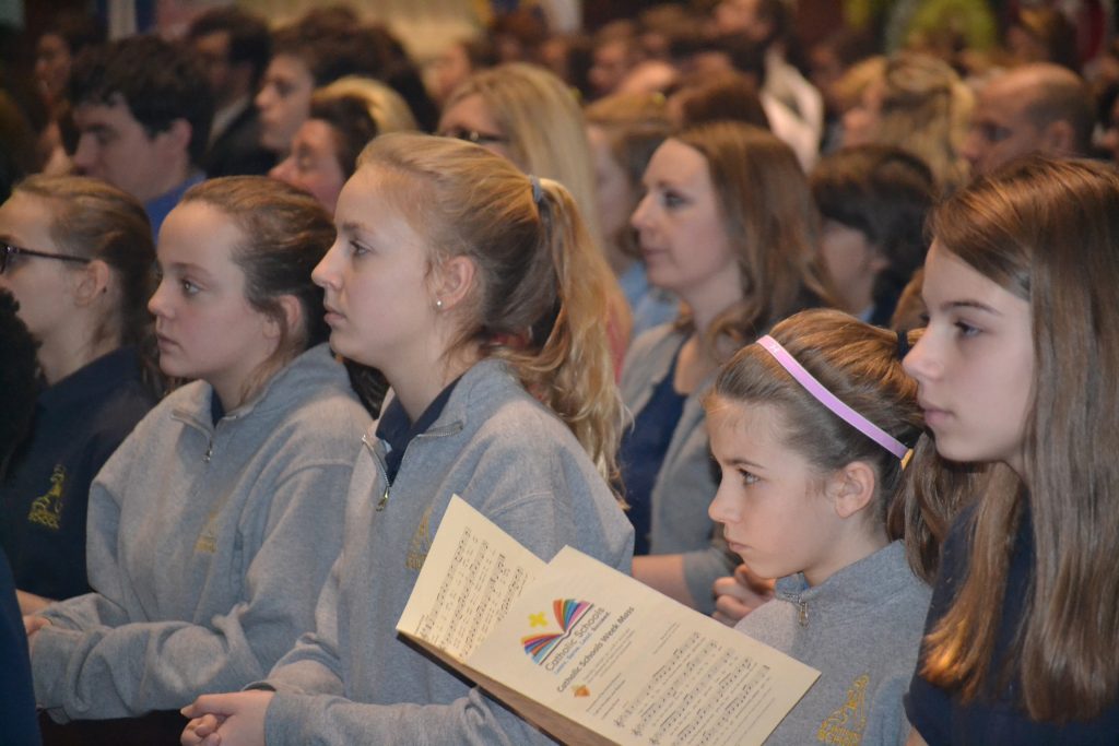 Students participate in the 2018 Catholic Schools Week Mass (CT Photo/Greg Hartman)