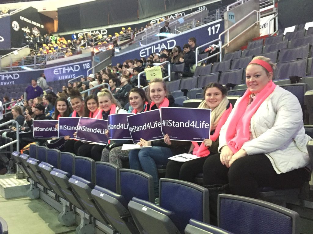 Mount Notre Dame students arrive at the youth rally before the 2018 March for Life (Courtesy Photo)