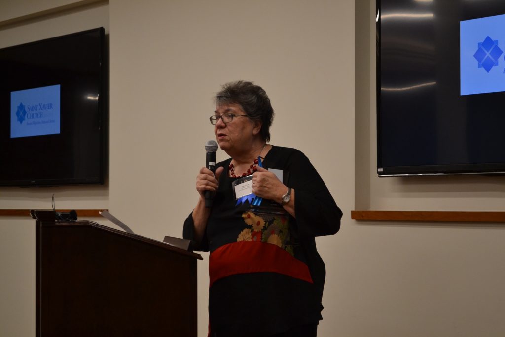 Jeanne Hunt receives Communicator of the Year Award from Salesian Guild. (CT Photo/Greg Hartman)