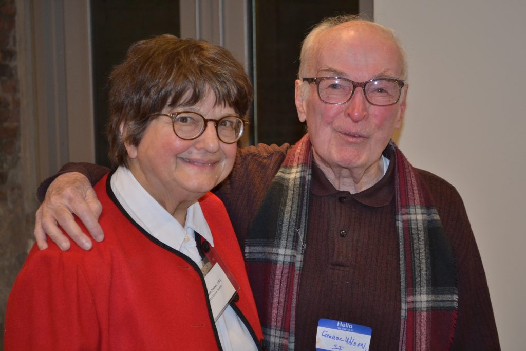 Sister Helen Prejean and as she said with a good friend and mentor, Father George Wilson SJ (CT Photo/Greg Hartman)