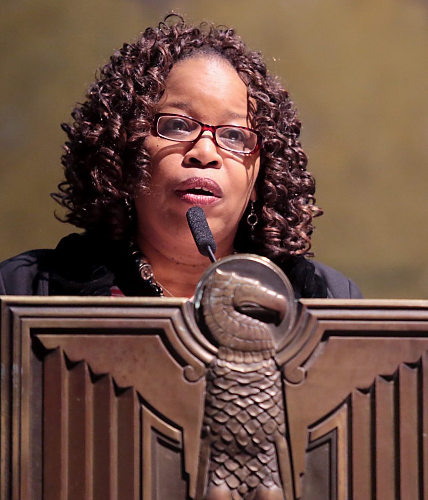 Ronnise Handy gives the First Reading during the Chrism Mass at the Cathedral of Saint Peter in Chains in Cincinnati Tuesday, Mar. 27, 2018. (CT Photo/E.L. Hubbard)