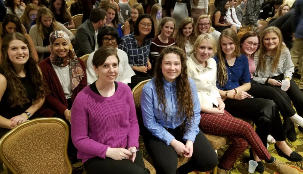 Members of Ursuline Academy's JSA chapter attend the opening ceremony for the 2018 JSA Winter Congress. (Courtesy Photo)